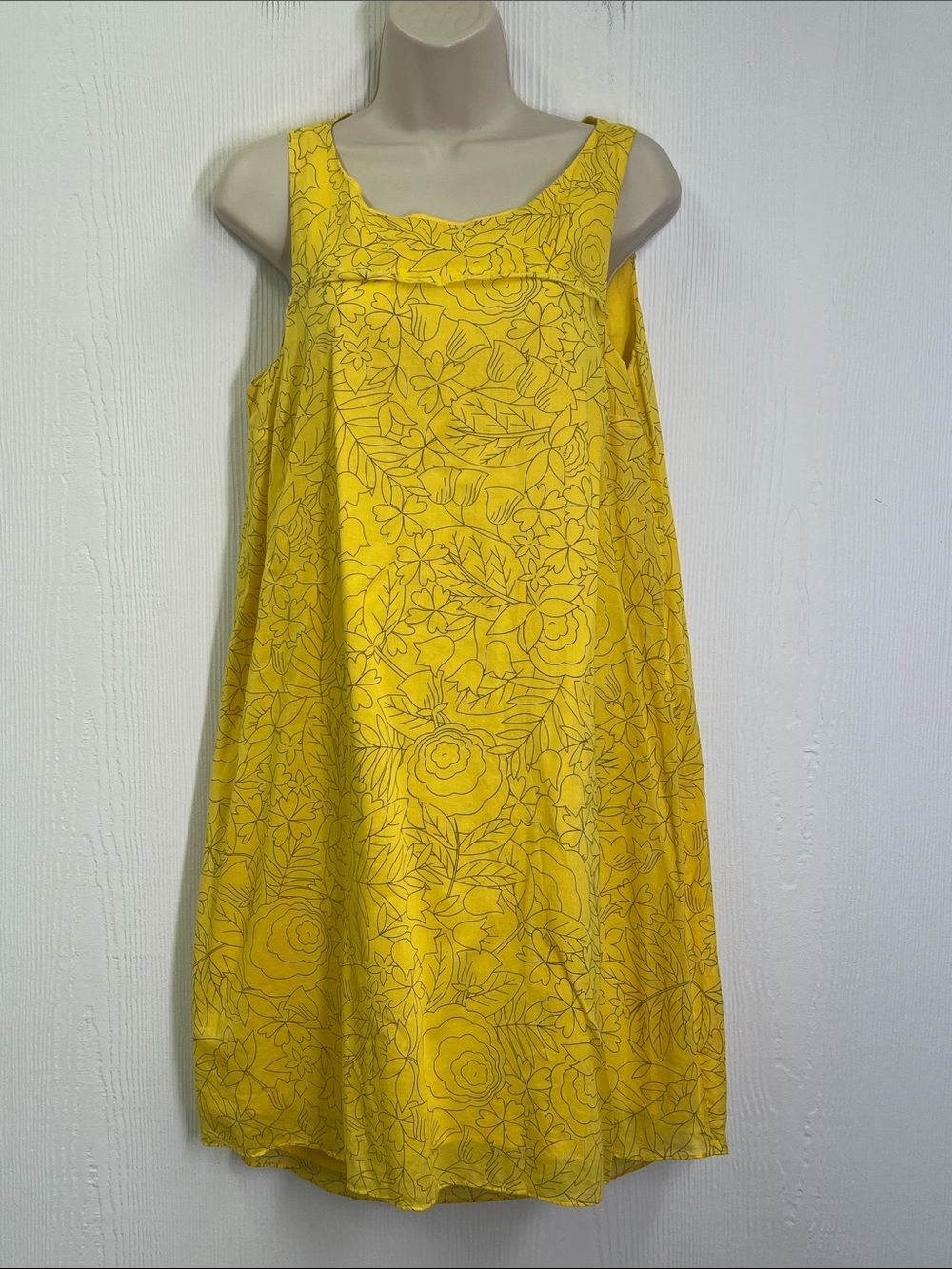 Anthropologie - HD In Paris Yellow Floral Sleeveless A Line Mini Dress SZ 6